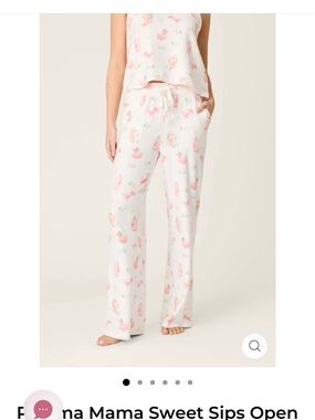 PJ Salvage White Pajama Pants with Pink Beverage Print